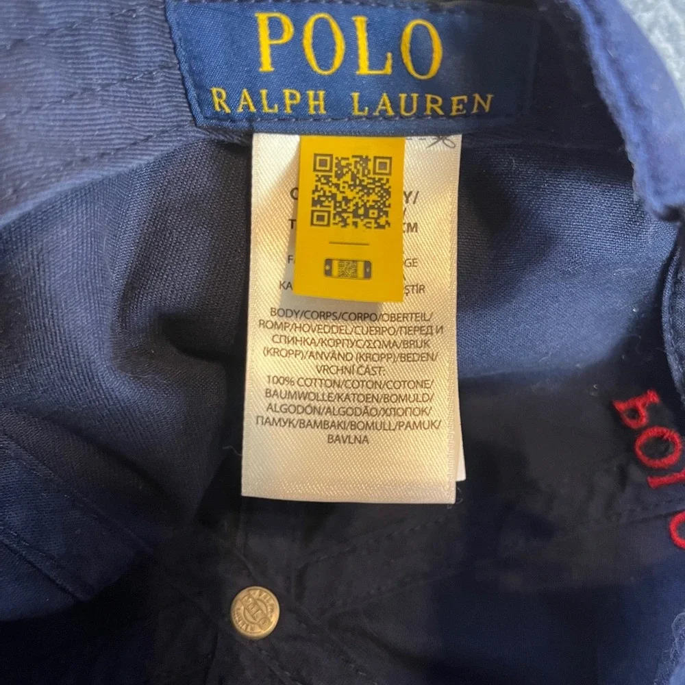 Polo Ralph Lauren Navy‎ Blue Baseball Cap Embroidered Red Pony Logo Adjustable